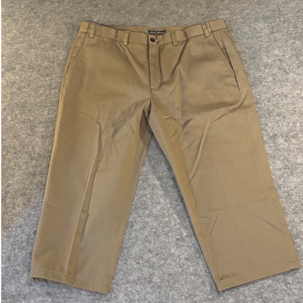 Eddie Bauer Mens Khaki Chino Pants Tan Flat Front Straight Leg 40x28‎
